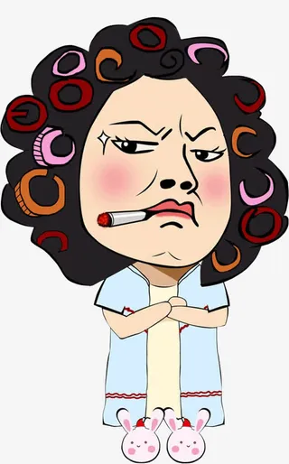 手绘卡通包租婆图标免抠