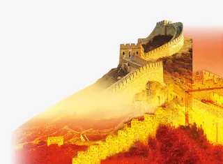 金色长城装饰图案免抠