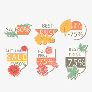 创意秋季折扣标签矢量图免抠
