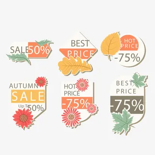创意秋季折扣标签矢量图免抠