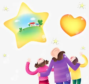 卡通矢量仰望星空的孩子免抠