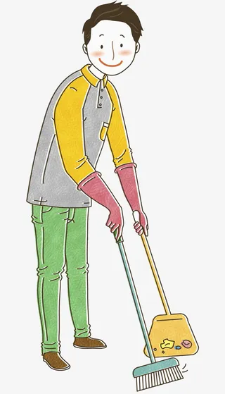 卡通扫地男人PNG免抠
