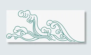 大浪花古典水纹免抠