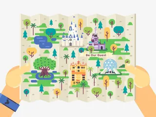 扁平化打开的地图免抠