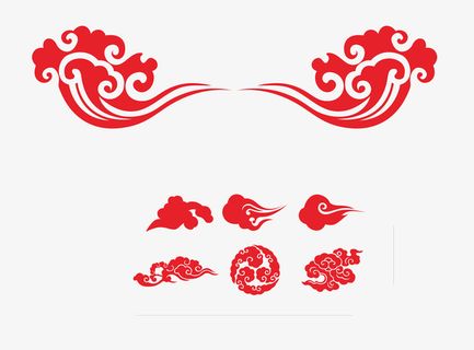 云纹   复古云纹  红色云纹 吉祥云免抠