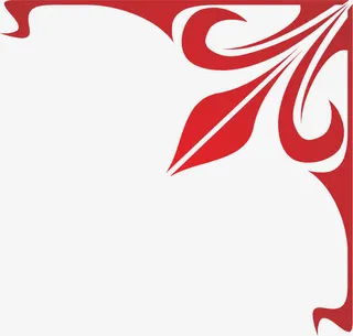 红色边角角花免抠