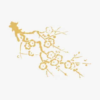 黄色中国风新年桃花免抠