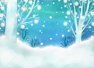 手绘雪景插画背景素材高清