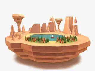 卡通悬浮岛屿免抠