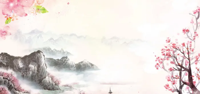 浪漫桃花节海报背景高清文艺清新背景