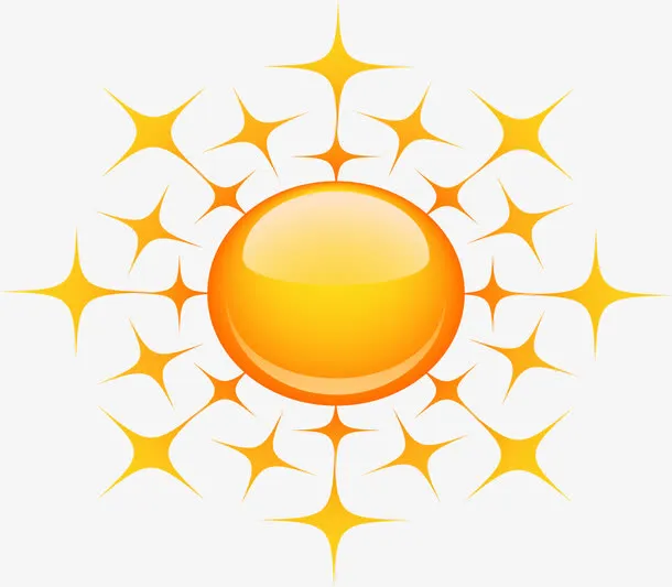 金色矢量太阳图免抠