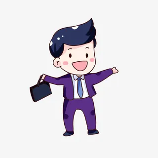 手绘卡通金融穿西装的人免抠