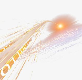 橙色海平面上的科技光速免抠