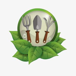 绿色叶子上的铲子免抠