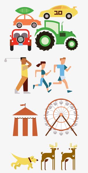 扁平化卡通汽车人物免抠