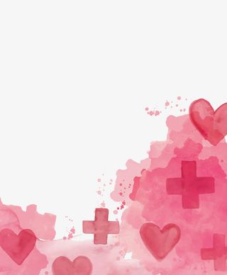 红色爱心晕染边框纹理免抠