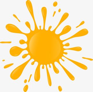 黄色卡通飞溅颜料免抠