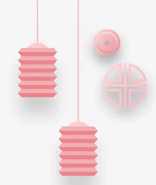 新年装饰悬挂灯笼素材免抠