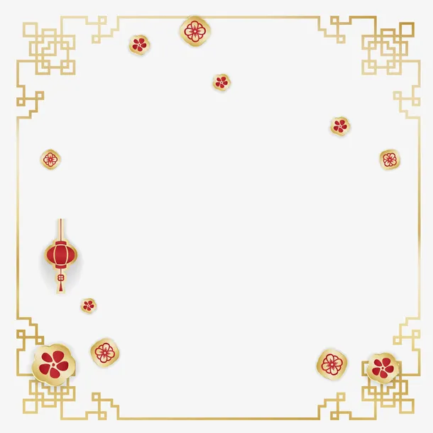 中国风金色春节边框装饰免抠
