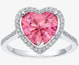 施华洛世奇首饰粉色心形戒指免抠