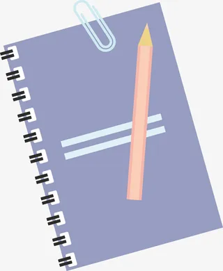 紫色卡通铅笔笔记免抠