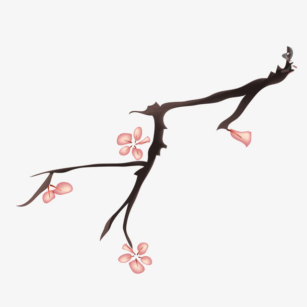水墨画梅花桃花免抠