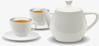 手绘陶瓷茶具免抠