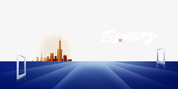 匠心筑梦几何科技商务元素图免抠