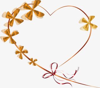 金色蝴蝶饰品爱心装饰免抠