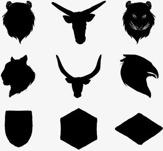 手绘牛头狮子头老虎头标签免抠