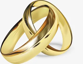 简约金色结婚戒指免抠