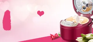 粉色浪漫电饭锅宣传海报背景素材高清