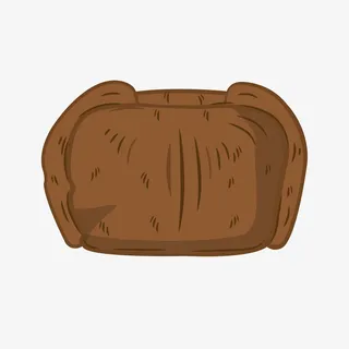 手绘卡通棕色保暖棉帽免抠