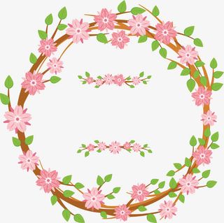 唯美花环春天花开植物矢量素材免抠装饰边框元素