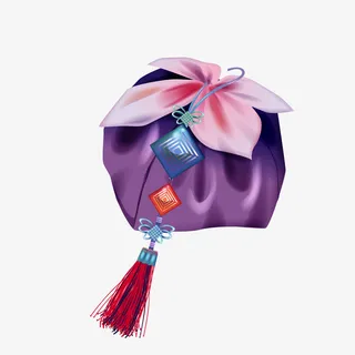 手绘活动紫色福袋免抠