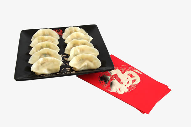 中国食品饺子和红包免抠