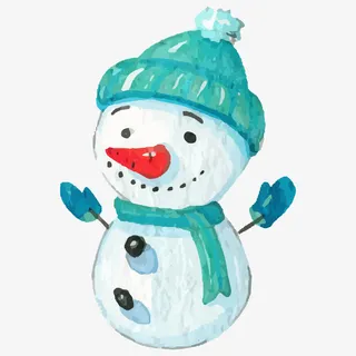 手绘水彩雪人免抠图免抠