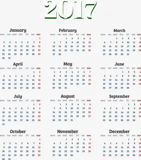 矢量2017年日历免抠
