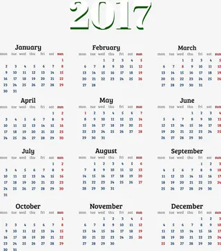 矢量2017年日历免抠