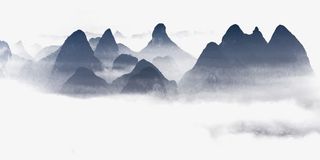 水墨山水背景免扣素材免抠手绘/卡通手绘元素