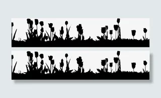 黑色郊外炫酷花朵装饰免抠