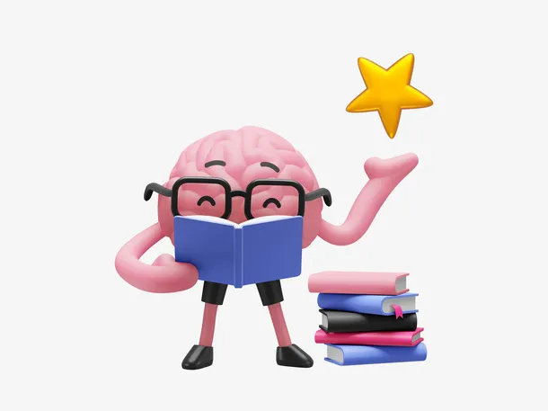 C4D 卡通 大脑 阅读 书籍免抠