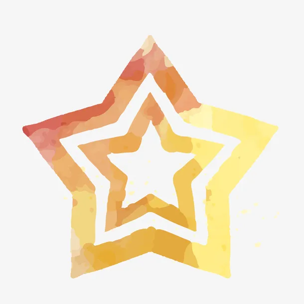 卡通水彩绘五角星矢量图免抠