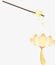 黄色古典荷花灯中国风免抠