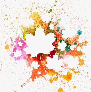 枫叶墨迹矢量图免抠