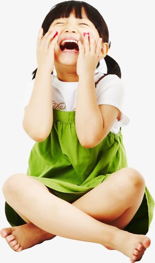 欢乐夏日捂脸女孩可爱免抠