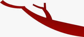 红色创意手绘年货树枝免抠