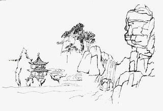 png简笔山水画图片免抠