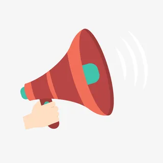 卡通扁平风手拿通知喇叭免抠