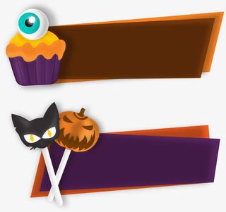 矢量卡通万圣节横栏标语免抠